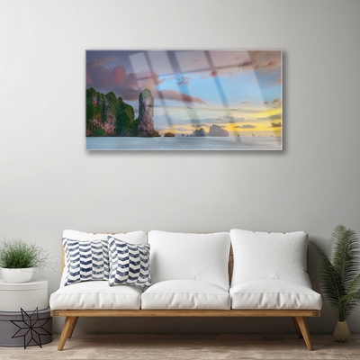 Glasbild aus Plexiglas® Meer Gebirge Landschaft