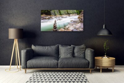 Glasbild aus Plexiglas® Wald See Steine Landschaft