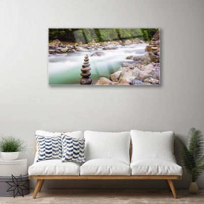 Glasbild aus Plexiglas® Wald See Steine Landschaft