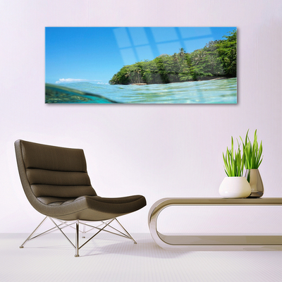 Glasbild aus Plexiglas® Meer Bäume Landschaft