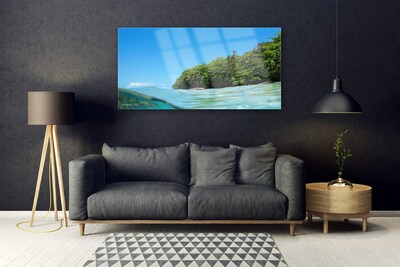 Glasbild aus Plexiglas® Meer Bäume Landschaft