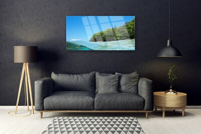 Glasbild aus Plexiglas® Meer Bäume Landschaft