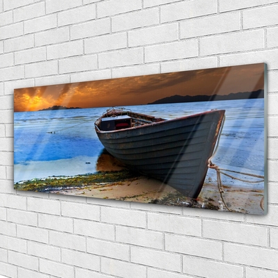 Glasbild aus Plexiglas® Strand Boot Meer Landschaft