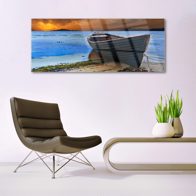 Glasbild aus Plexiglas® Strand Boot Meer Landschaft