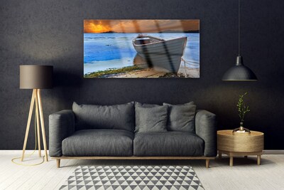 Glasbild aus Plexiglas® Strand Boot Meer Landschaft