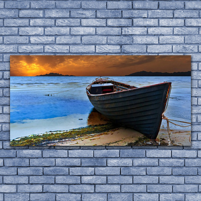 Glasbild aus Plexiglas® Strand Boot Meer Landschaft