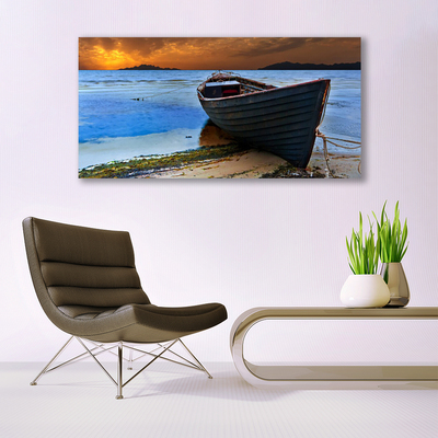 Glasbild aus Plexiglas® Strand Boot Meer Landschaft