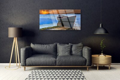 Glasbild aus Plexiglas® Strand Boot Meer Landschaft