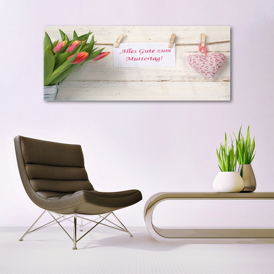 Glasbild aus Plexiglas® Tulpen Herz Kunst