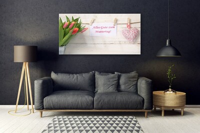 Glasbild aus Plexiglas® Tulpen Herz Kunst