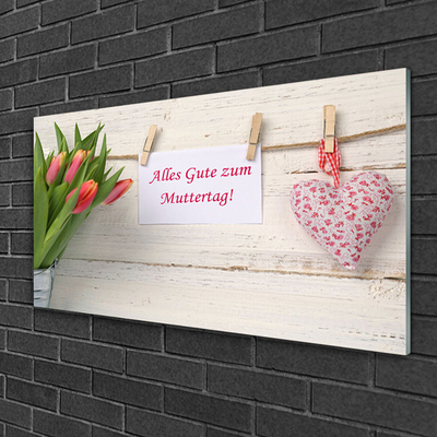 Glasbild aus Plexiglas® Tulpen Herz Kunst