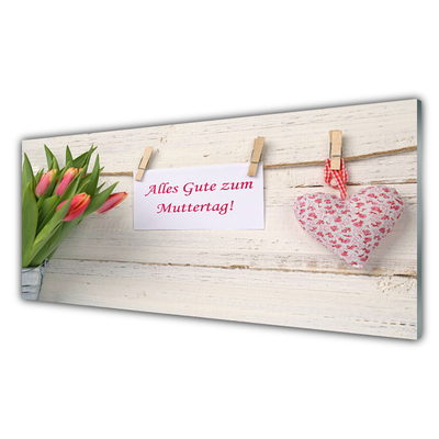 Glasbild aus Plexiglas® Tulpen Herz Kunst