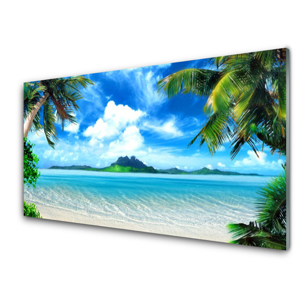 Glasbild aus Plexiglas® Palmen Meer Landschaft