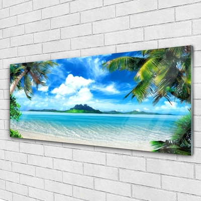 Glasbild aus Plexiglas® Palmen Meer Landschaft