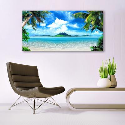 Glasbild aus Plexiglas® Palmen Meer Landschaft