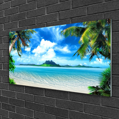 Glasbild aus Plexiglas® Palmen Meer Landschaft