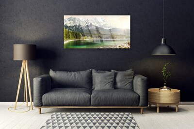 Glasbild aus Plexiglas® Gebirge Wald See Landschaft