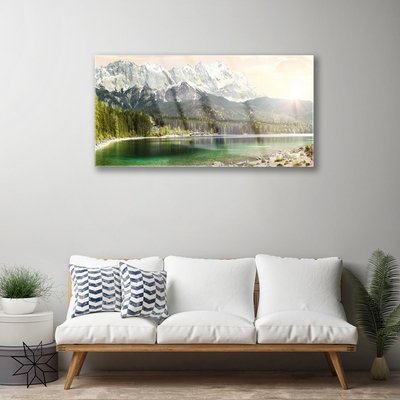 Glasbild aus Plexiglas® Gebirge Wald See Landschaft