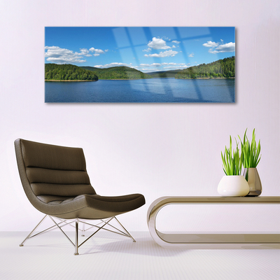 Glasbild aus Plexiglas® See Wald Landschaft