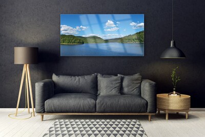 Glasbild aus Plexiglas® See Wald Landschaft