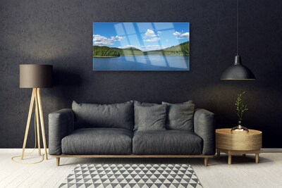 Glasbild aus Plexiglas® See Wald Landschaft