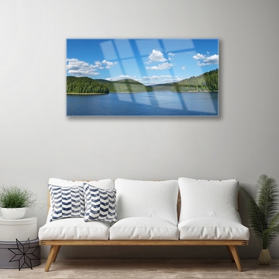 Glasbild aus Plexiglas® See Wald Landschaft