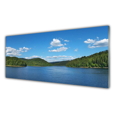 Glasbild aus Plexiglas® See Wald Landschaft