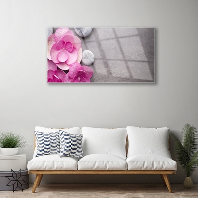 Glasbild aus Plexiglas® Blumen Steine Pflanzen