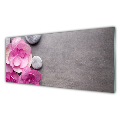 Glasbild aus Plexiglas® Blumen Steine Pflanzen