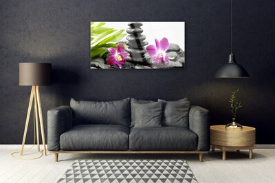 Glasbild aus Plexiglas® Blumen Steine Kunst