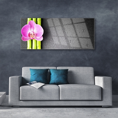 Glasbild aus Plexiglas® Bambusrohre Blume Pflanzen