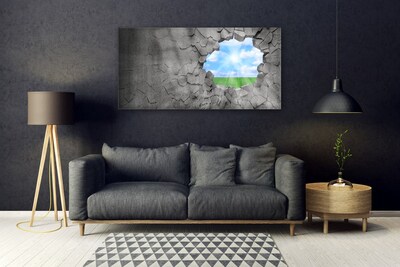 Glasbild aus Plexiglas® Loch Gras Himmel Kunst