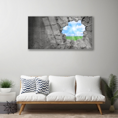 Glasbild aus Plexiglas® Loch Gras Himmel Kunst