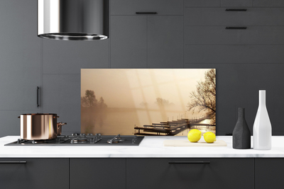 Küchenrückwand Spritzschutz Brücke Wasser Nebel Landschaft