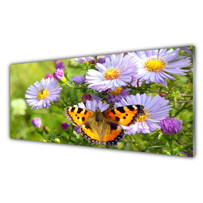 Küchenrückwand Spritzschutz Blumen Schmetterling Natur