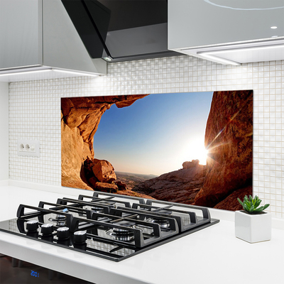 Küchenrückwand Spritzschutz Felsen Sonne Landschaft