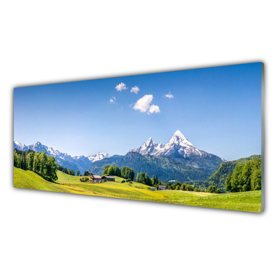 Küchenrückwand Spritzschutz Felder Bäume Gebirge Landschaft