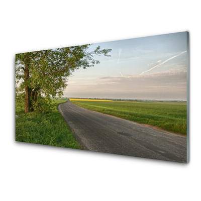 Küchenrückwand Spritzschutz Straße Baum Gras Landschaft