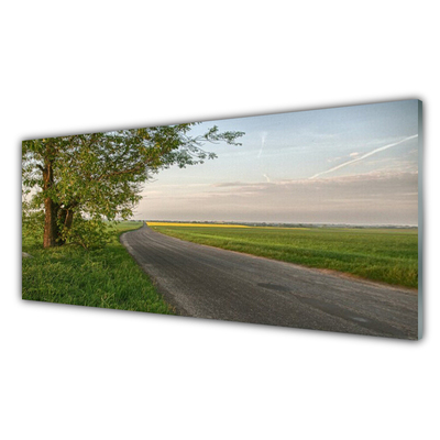 Küchenrückwand Spritzschutz Straße Baum Gras Landschaft