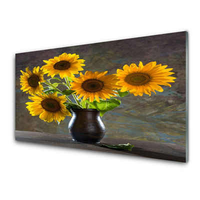 Küchenrückwand Spritzschutz Sonnenblumen Blumenvase Pflanzen