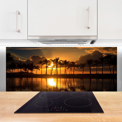 Küchenrückwand Spritzschutz Bäume Sonne Landschaft