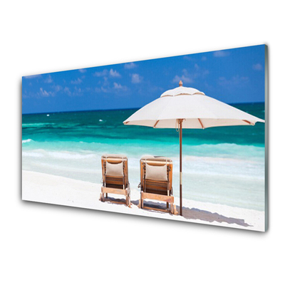 Küchenrückwand Spritzschutz Strand Liegestühle Landschaft