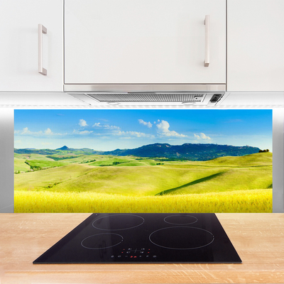 Küchenrückwand Fliesenspiegel Äcker Gebirge Landschaft