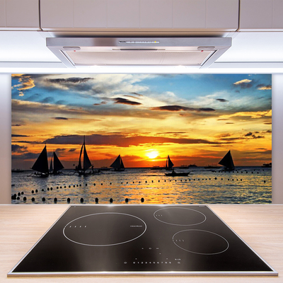 Küchenrückwand Fliesenspiegel Boote Meer Sonne Landschaft