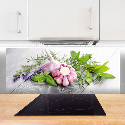 Küchenrückwand Fliesenspiegel Knoblauch Blume Blätter Pflanzen