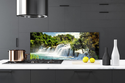 Küchenrückwand Fliesenspiegel Wasserfall Bäume Natur