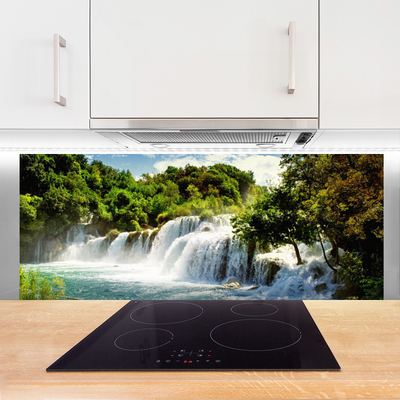 Küchenrückwand Fliesenspiegel Wasserfall Bäume Natur