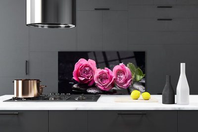 Küchenrückwand Fliesenspiegel Rosen Steine Pflanzen