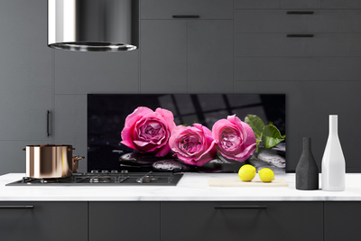 Küchenrückwand Fliesenspiegel Rosen Steine Pflanzen