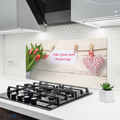 Küchenrückwand Fliesenspiegel Tulpen Herz Kunst